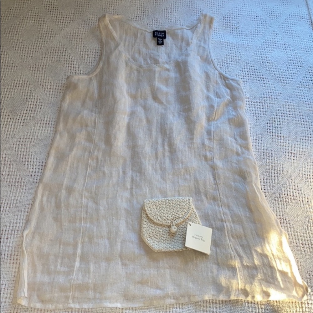 Eileen Fisher Sleeveless Linen Gauze Tunic in Natural XS